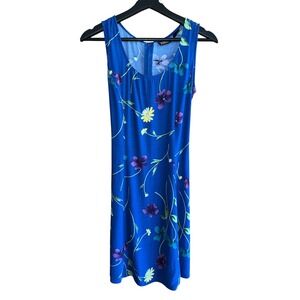Boutique Europa Newport News Blue Floral Sleeveless Mini Dress Tie Back Size 6
